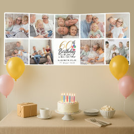60. Geburtstags-Fotocollage Goldene Schrift-Typogr Banner
