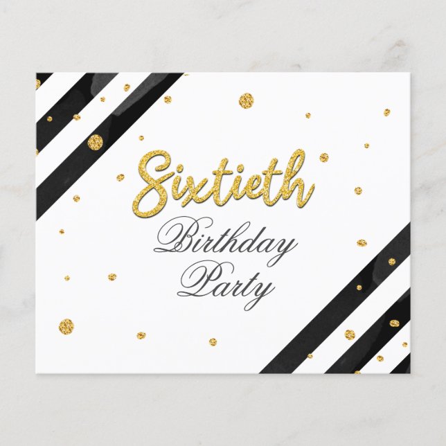 60. Geburtstags-Gold-Glitzer Geburtstagsparty (Vorderseite)