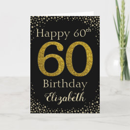 60. Geburtstags Golden Glitzer Card Karte