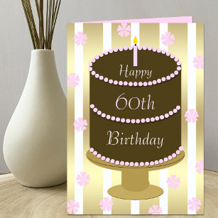 60. Geburtstags-Karten-Kuchen im Rosa Karte