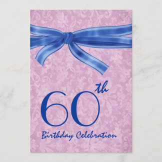 60. Geburtstags-Party-Rosa und blauer Bogen M452 Einladung