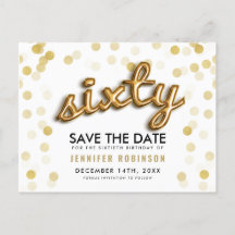 60. Geburtstags-Save the Date Gold steigt Glitzer