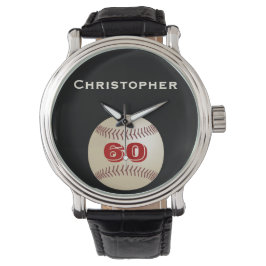 60. GeburtstagsArmbanduhr, Personalisiert, Basebal Armbanduhr
