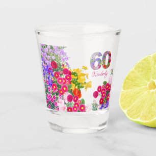 60. Geburtstagsfeier Blume Bouquet-Glas Schnapsglas