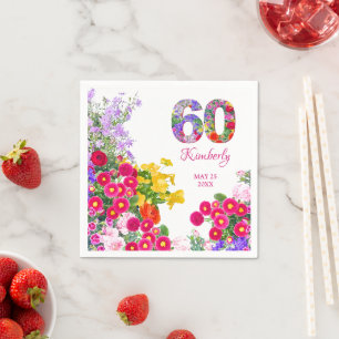 60. Geburtstagsfeier Blumenname und Dattel Serviette