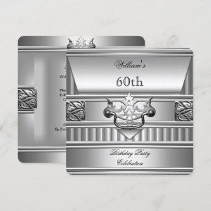 60. Geburtstagsfeier Elegant Herren Silber Metall Einladung