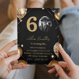 60. Geburtstagsfeier mit Ballons und Glitzer Einladung