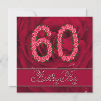 60. Geburtstagsfeier mit Rose Einladung