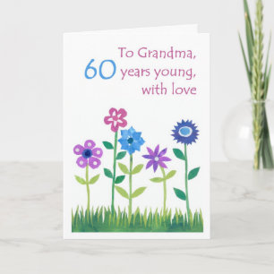 60. Geburtstagskarte für Großmutter - Blume Karte