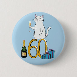 60. Geburtstagskatze feiern 60 Jahre sechzig Button