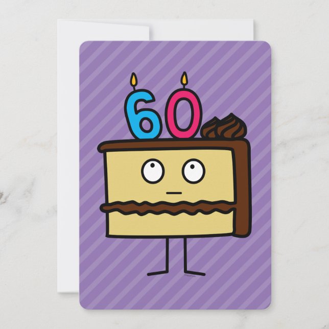 60. Geburtstagskuchen mit Kerzen Einladung (Vorderseite)