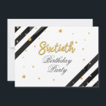 60. Geburtstagspartei Custom<br><div class="desc">Moderne Überraschung 60. Geburtstag Script Einladung mit schwarzen Streifen und Goldfolie Glitzer Punkte mit Skripttypografie können Sie leicht bearbeiten. Für weitere Anpassungen klicken Sie bitte auf die Schaltfläche "Anpassen" und verwenden Sie unser Designwerkzeug, um diese Vorlage zu ändern.</div>