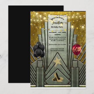60. Geburtstagsparty Art Deco Gatsby Thema Einladu Einladung