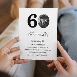 60. Geburtstagsparty Black and White Einladung