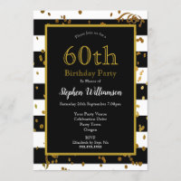 60. Geburtstagsparty Black and White | Gold-Glitze
