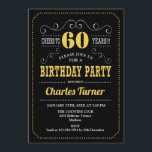 60. Geburtstagsparty - Black Gold White Einladung<br><div class="desc">60. Geburtstagsfeier Einladung. Elegantes Retro-Design in Schwarz,  Gold,  Weiß mit Chalkboard-Muster und Skript-Schriftart. Feiert bis 60 Jahre! Nachricht,  wenn Sie weitere Anpassungen benötigen.</div>