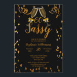 60. Geburtstagsparty Black | Imitate Gold Champagn Einladung<br><div class="desc">60 und Sassy 60. Geburtstag schwarz | Imitate Gold Glitzer Geburtstagsparty Design . Dies ist eine Vorlage für Sie bereit, um Ihnen Party-Details zu hinzufügen . Wenn Sie die Farbe oder den Stil des Schriftartes oder der Hintergrundfarbe ändern möchten, klicken Sie am Ende der Vorlage weiter auf Anpassen. Die passenden...</div>