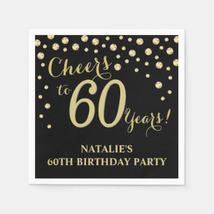 60. Geburtstagsparty Black und Gold Diamond Napkin Serviette