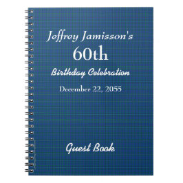 60. Geburtstagsparty Blue Kariert Guest Book Spira Notizblock