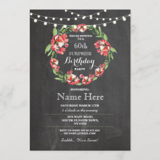 60. Geburtstagsparty Chalk Wreath Floral Einladung