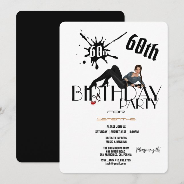 60. Geburtstagsparty Classy Lady Unique Einladung (Vorne/Hinten)
