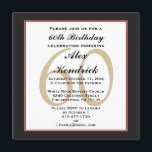 60. Geburtstagsparty-Einladung Einladung<br><div class="desc">Dieses elegante formale Design verfügt über einen schwarzen Rand mit einem dünnen roten Rand und ein Wasserzeichen im Hintergrund für das Alter. Wenn Sie den Stil dieser einladen, aber eine andere Farbschema benötigen, senden Sie mir bitte eine Nachricht. Klicken Sie auf die Schaltfläche Schriftart anpassen, um Stil, Größe oder Farbe...</div>