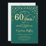 60. Geburtstagsparty Einladung - Gold Green<br><div class="desc">60. Geburtstagsfeier Einladung. Elegantes Design mit Imitaten Glitzer Gold und Grün. Feiert bis 60 Jahre! Nachricht,  wenn Sie weitere Anpassungen benötigen.</div>