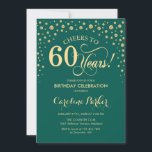60. Geburtstagsparty Einladung - Gold Green<br><div class="desc">60. Geburtstagsfeier Einladung. Elegantes Design mit Imitaten Glitzer Gold und Grün. Feiert bis 60 Jahre! Nachricht,  wenn Sie weitere Anpassungen benötigen.</div>