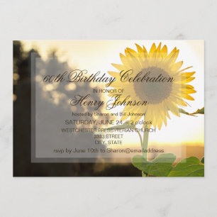 60. Geburtstagsparty Einladung mit Sonnenblumen