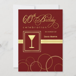 60. Geburtstagsparty Einladungen - Burgund & Gold