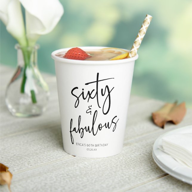 60. Geburtstagsparty & Fabulous Minimal 60. Pappbecher (In Situ)