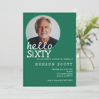 60. Geburtstagsparty Foto 60 Modernes Grün Einladung