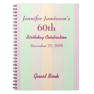 60. Geburtstagsparty Gast Book Pastel, Name Notizblock