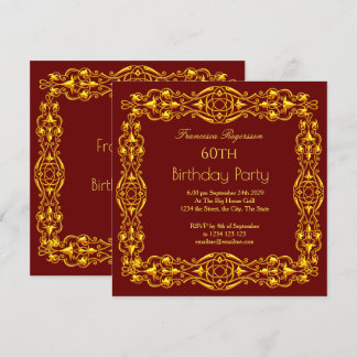 60. Geburtstagsparty Gold Burgund Einladung