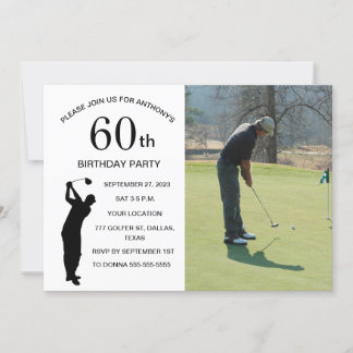 60. Geburtstagsparty Golfer Vater Par Golf Foto Einladung