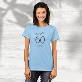 60. Geburtstagsparty Gray Script Blue T-Shirt