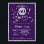 60. Geburtstagsparty - Lila JAHR Einladung<br><div class="desc">60. Geburtstagsparty Einladung in Imitate Glitzer Silber und lila. Feiert bis 60 Jahre! Bitte schreiben Sie mir,  wenn Sie weitere Anpassungen benötigen.</div>