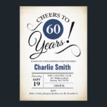 60. Geburtstagsparty - Navy Blue Schwarz-weiß Einladung<br><div class="desc">60. Geburtstagsparty Einladung in Navy Blue White Black mit Retro cremig Hintergrund. Feiert bis 60 Jahre! Kann in jedes Jahr personalisiert werden. Bitte schreiben Sie mir,  wenn Sie weitere Anpassungen benötigen.</div>