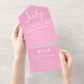 60. Geburtstagsparty Pink Simple Modern All In One Einladung