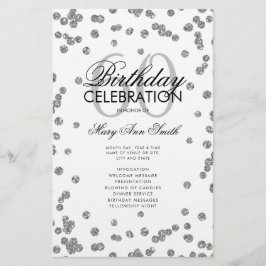 60. Geburtstagsparty-Programm Silberner Glitzer mi Flyer