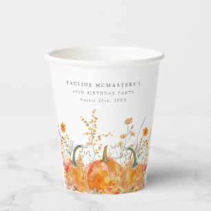 60. Geburtstagsparty Pumpkin Wildblume Custom Pappbecher