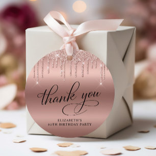60. Geburtstagsparty Rose Gold Glitzer Vielen Dank Geschenkanhänger