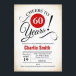 60. Geburtstagsparty - Rot Schwarz-weiß Einladung<br><div class="desc">60. Geburtstagsparty Einladung in Rot-Weiß-Schwarz mit Retro-cremig Hintergrund. Feiert bis 60 Jahre! Kann in jedes Jahr personalisiert werden. Bitte schreiben Sie mir,  wenn Sie weitere Anpassungen benötigen.</div>