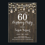 60. Geburtstagsparty - Rustikales Holz Einladung<br><div class="desc">60. Geburtstagsfeier Einladung - Rustikales Braunholz. Rustikales Design mit dunkelbraunem Holzmuster. Mit Maurerkirschen und Feenschliffleuchten. Kann in jedem Alter angepasst werden! Bitte schreiben Sie mir,  wenn Sie weitere Anpassungen benötigen.</div>