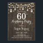 60. Geburtstagsparty - Rustikales Holz Einladung<br><div class="desc">60. Geburtstagsfeier Einladung - Rustikales Braunholz. Rustikales Design mit dunkelbraunem Holzmuster. Mit Maurerkirschen und Feenschliffleuchten. Kann in jedem Alter angepasst werden! Bitte schreiben Sie mir,  wenn Sie weitere Anpassungen benötigen.</div>