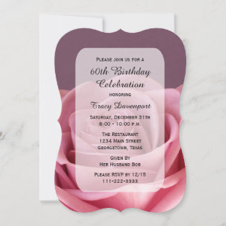 60. Geburtstagsparty Schöne Rose Einladung