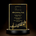 60. Geburtstagsparty Schwarz und Gold Musiknoten Einladung<br><div class="desc">Eine trendige, moderne 60. Geburtstagsparty Einladungskarte für Damen und Herren. Klassischer schwarzer Hintergrund mit goldfarbenem Rahmen und Musiknoten aus Imitat, goldfarbenen Buchstaben. Vorlagen für Ihre Party-Informationen. Zurück: Schwarze Imitate Gold Musiknoten. Tipp: Wenn Sie es nicht so gewollt haben, dass es wie eine Postkarte aussieht, klicken Sie auf Anpassen, gehen Sie...</div>