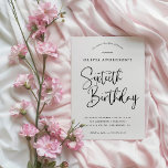 60. Geburtstagsparty | Schwarz-Weiß-Typografie Einladung<br><div class="desc">Dieses einfache, aber immer so elegante Design zeichnet sich durch moderne schwarz-weiße Typografie und die Worte "Sixtieth Birthday" in Kalligraphieschrift aus. Die Einladungen kehren zu einem subtilen Art-Déco-Muster in chromatisch grau und schwarz um. Mit seiner Eleganz und Eleganz lädt dieser 60. Geburtstag zum stilvollen Set für Ihre Feiern ein. Bestellen...</div>