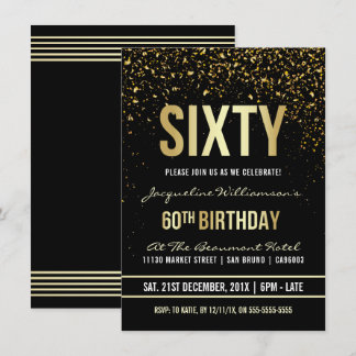 60. Geburtstagsparty | Shimmering Gold Confetti Einladung