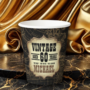 60. Geburtstagsparty Vintages Thema Weltkarte Pappbecher